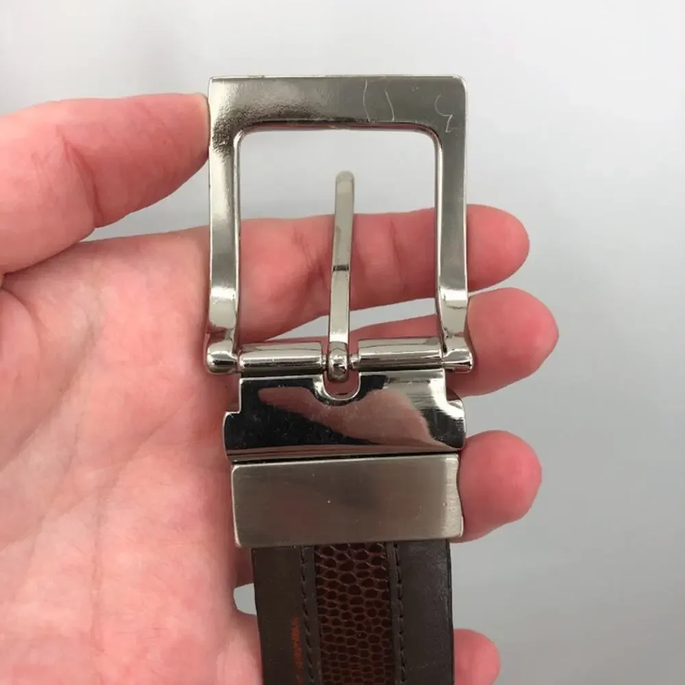 Mens career or causal Size 36 Belt Reversible silver buckle adjustable
